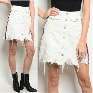 SKIRT WHITE DENIM RIBBON SKIRT